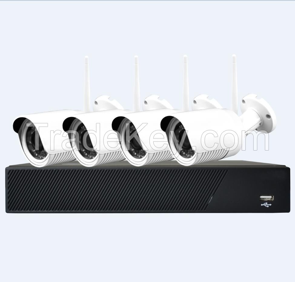 Outdoor 4CH 1MP Low illumination WIFI Camera Kits