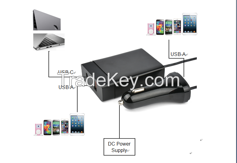 Sell Type C PD Smart Car Charger With 3 Ports 34W