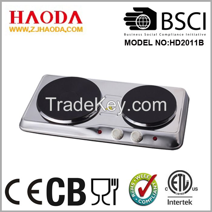 Electrical hot plate with 1 burner or 2 burner