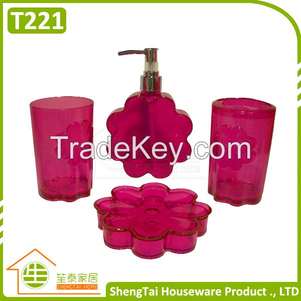 Small MQO Flower Shape New Design Popular Transparent Plastic Bathroom Set