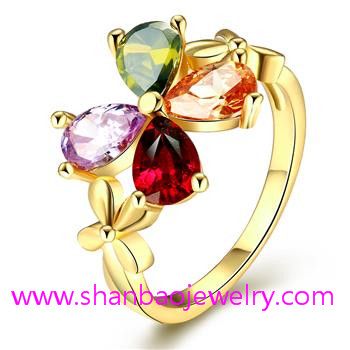 Sell Gold Plated Zircon Costume Fashion Jewelry Women Rings