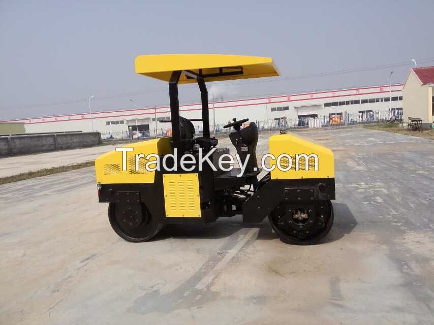 3 ton double drum road roller driving road for sale