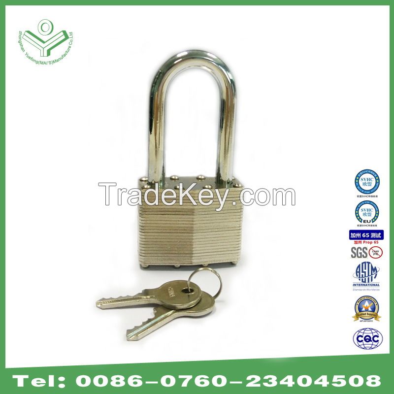 40mm Nickel Plating Long Shackle Laminated Steel Padlock (740LSN)