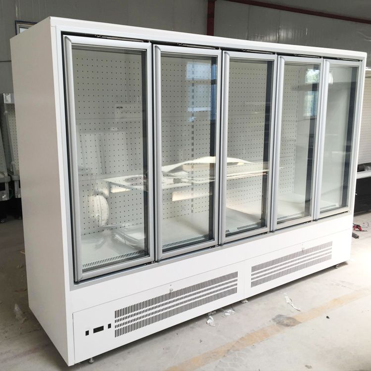 Supermarket commercial upright freezer glass door refrigerator