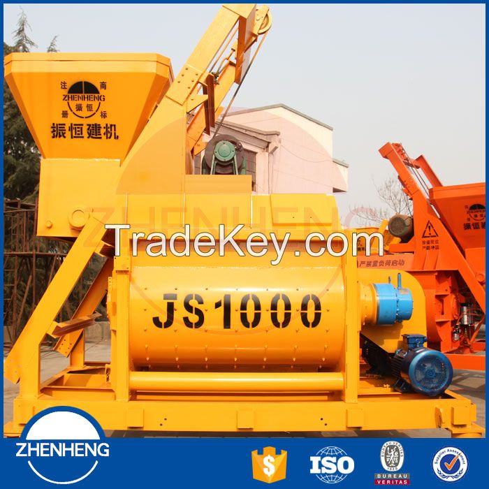 High Efficiency JS1000 Twin Shaft Concrete Mixer