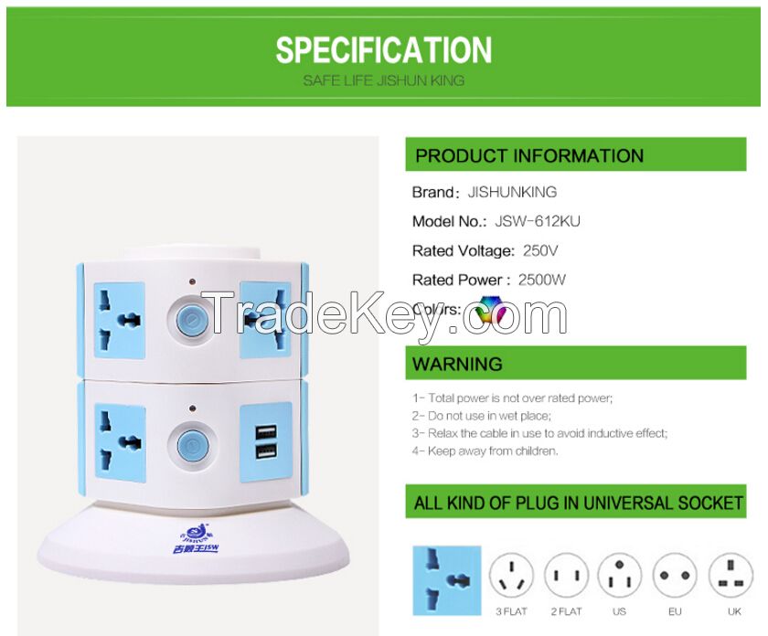 250V 10A Vertical Electrical Switch Socket Outlet