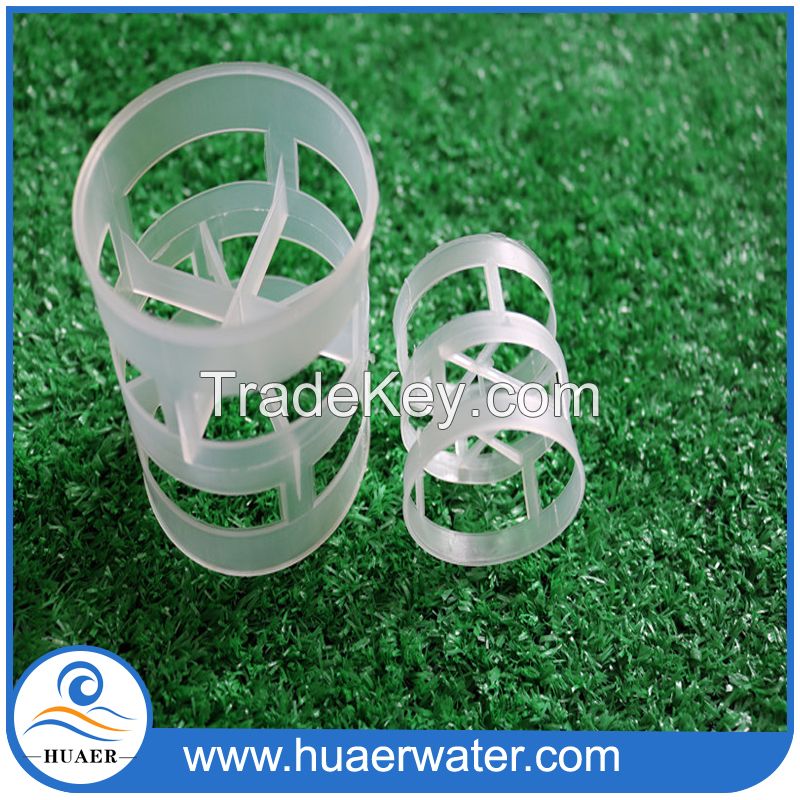 Plastic pall ring for distillation tower filling