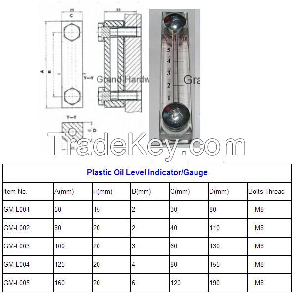 hydraulic plastic oil level indicator, hydraulic plastic oil level gauge