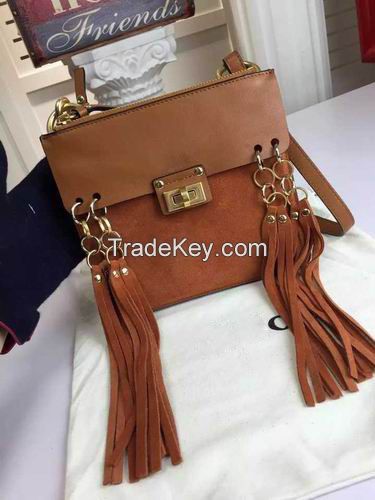 Hot selling and fashion designer tassels suede leather bag