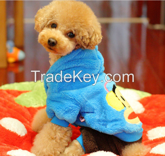 Cute carton pattern dog apparel dog cloth cotton velvet material