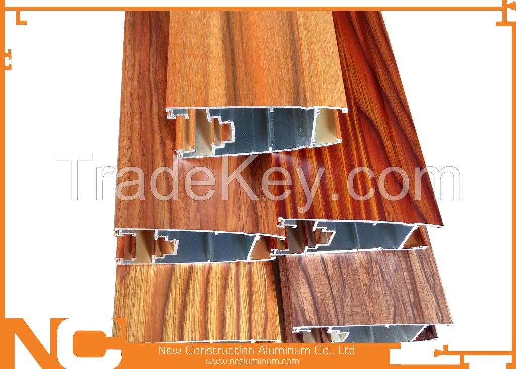 Wood grained aluminum profiles