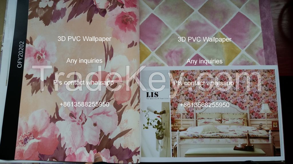 Water color flower floral PVC wallpaper