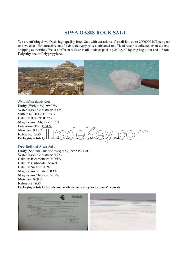 De-icing and Refined Siwa Rock Salt