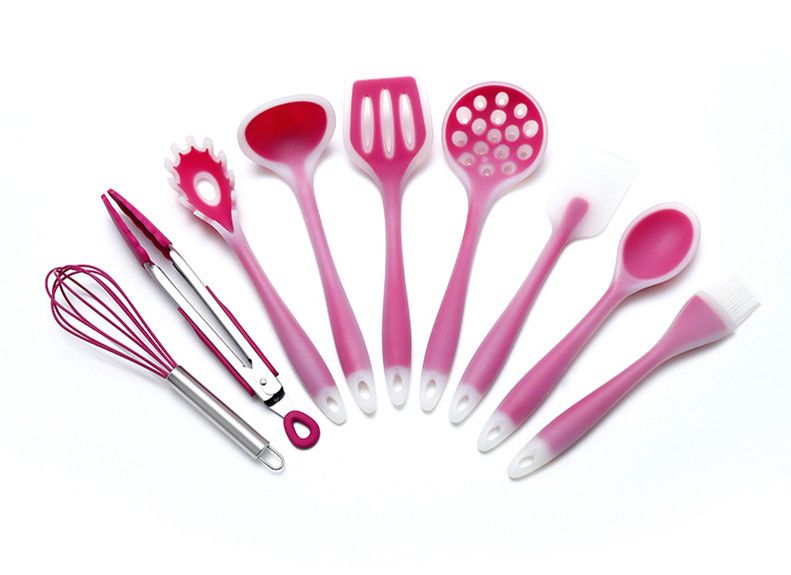 Two tones silicone kitchen utensils 9pcs set