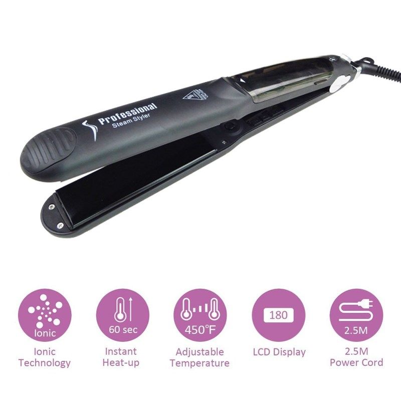 Hot Sell Flat Iron Custom Professional Tourmaline Fast Ceramic Steam Hair Straightening