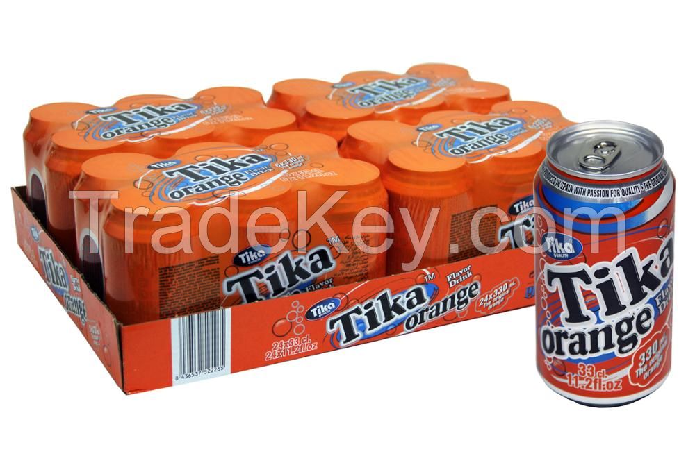 Tika carbonated Cola & Orange soft drink canned 4x6x33cl