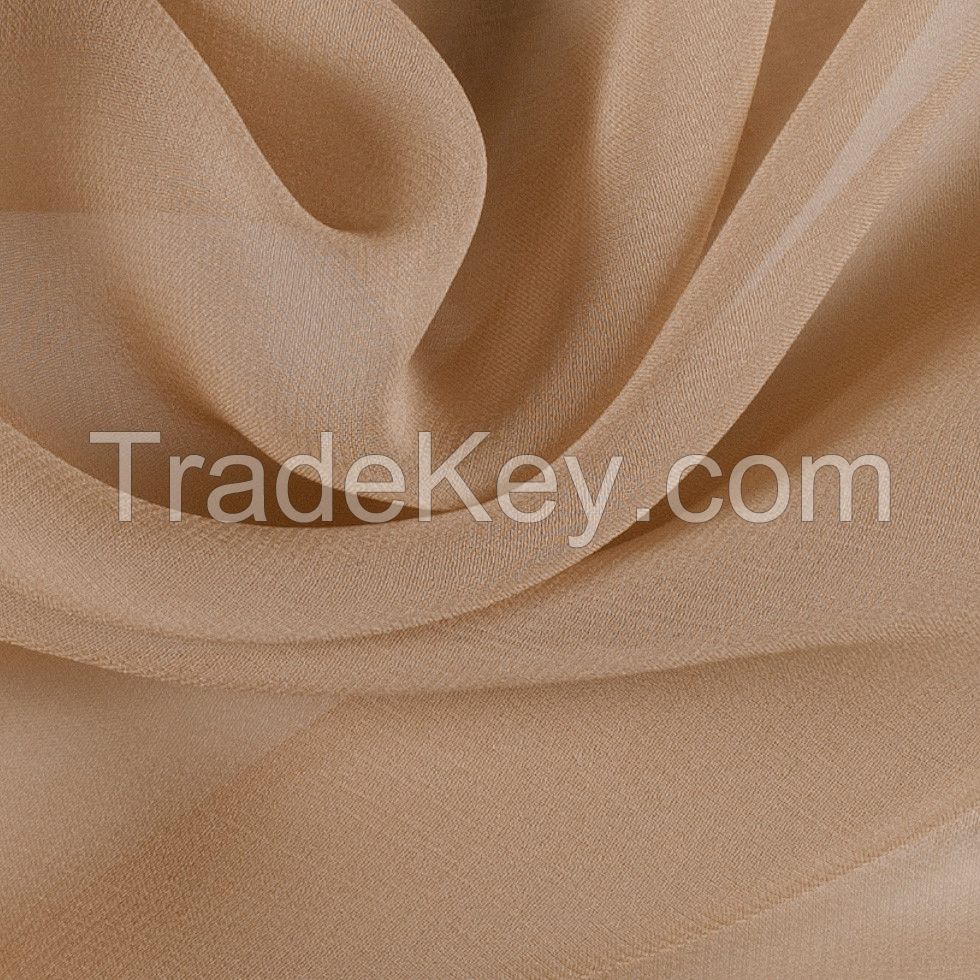 100% Mulberry Silk Fabric In Beige