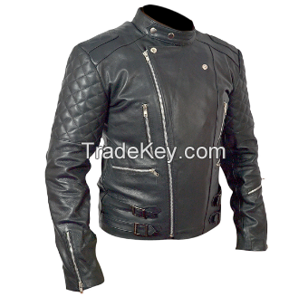 Brando Mens Motorcycle Biker Black Genuine Leather Jacket