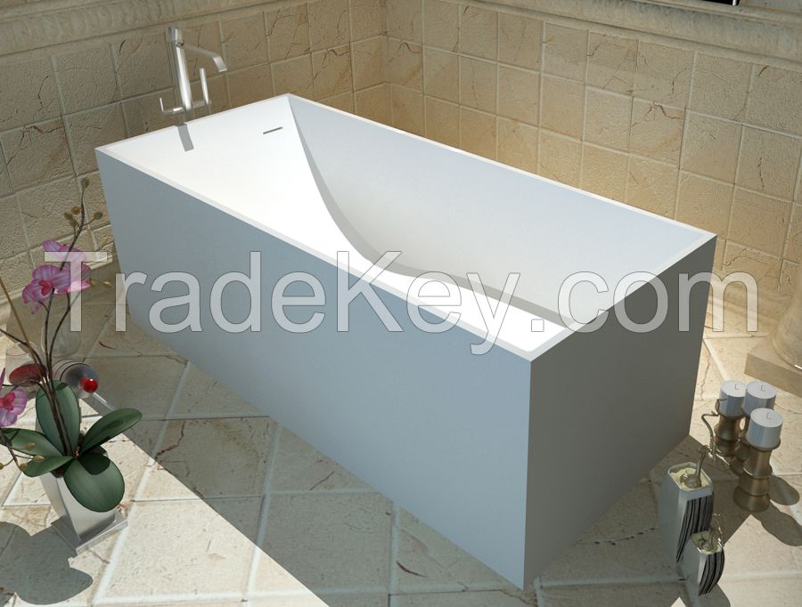 Solid surface bathtub Man-made stone Resin Free standing Tub