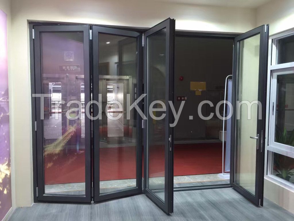 Glass folding doors for building