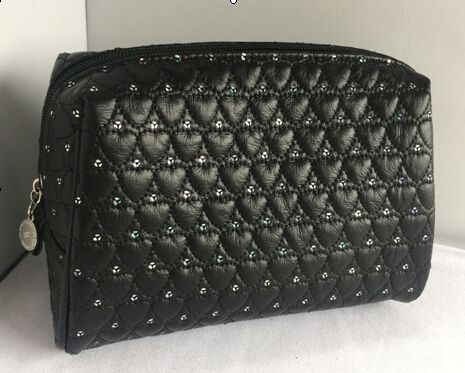 quilted PVC cosmetic bag with sequin