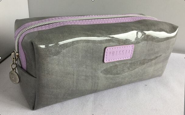 grey mirror PU cosmetic bag