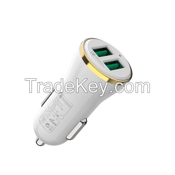 DK22C China Manufacturer Phone Accessory 36W QC3.0 Portable Qualcomm Quick QC 3.0 Car Charger 2 Port