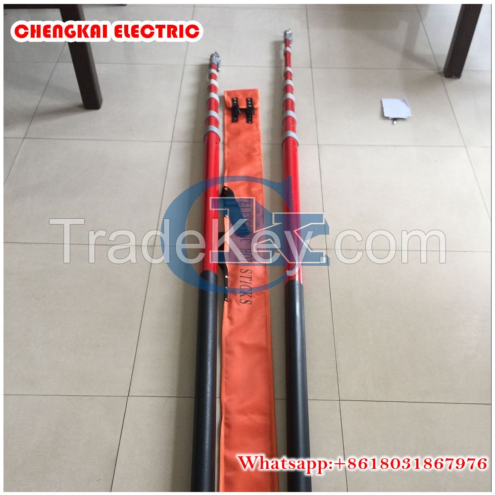 high voltage fiberglass triangular telescopic hot stick 6m