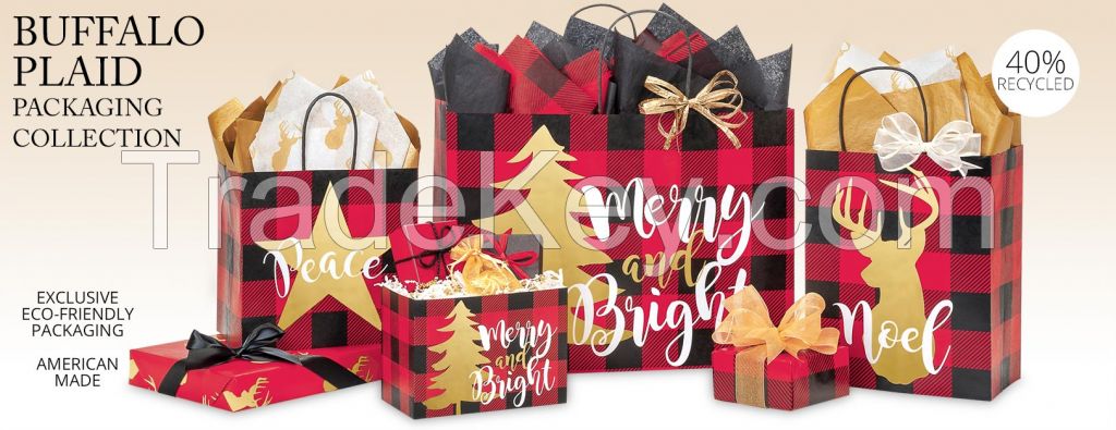 X-mas bag, Custom promotional paper shopping bag for cloth