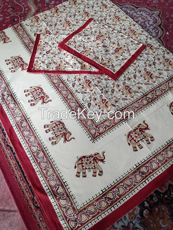 Indian Handmade Hand Block Print Cotton Bedcover QUEEN Size Bedspread / Bedsheet