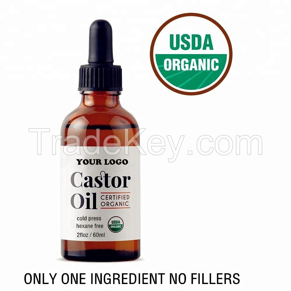 Pure Organic Castor Oil For Hair Eyebrow Eyelash Beard Growth