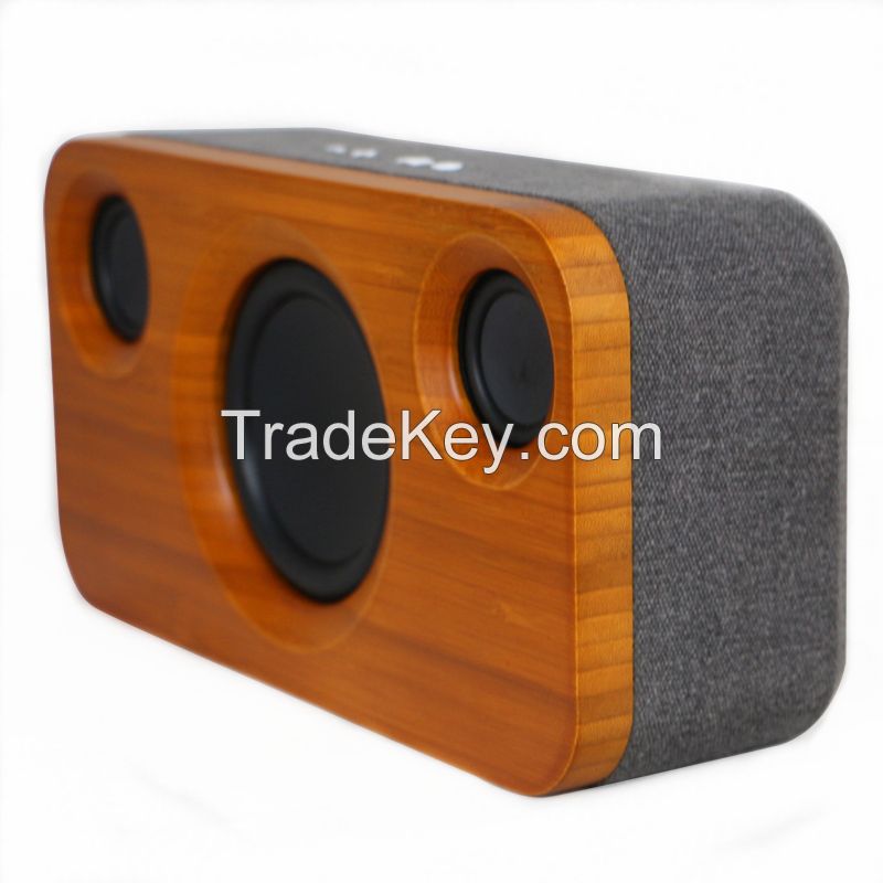 high-end wooden bamboo portable bluetooth speaker can use wireless