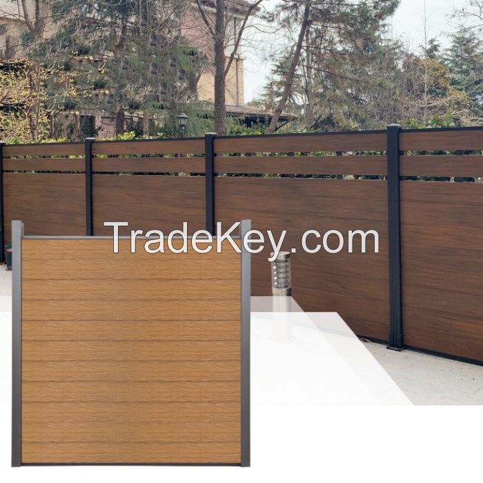 Outdoor garden fencing 6inX6in golden teak WPC fence with alu post