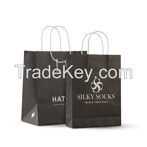 Custom printed shopping kraft paper bag with handle