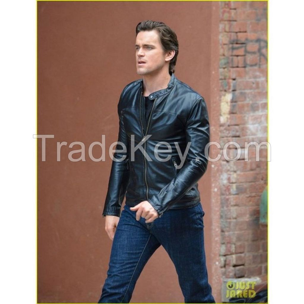 MATT BOMER FITTED BLACK LEATHER JACKET FOR WHITE COLLAR TV SHOW