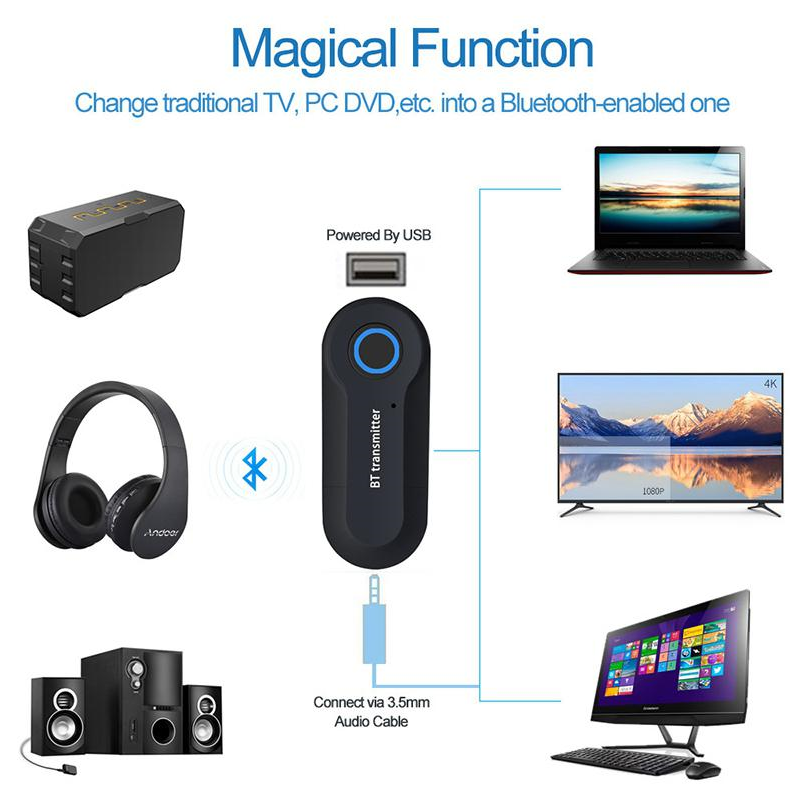 Sell Bluetooth 4.0 Audio Transmitter Wireless Audio Adapter Stereo Music Stream Transmitter for TV PC MP3 DVD Player