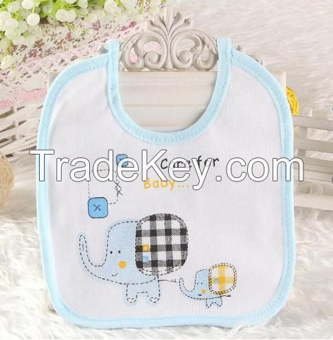 1 piece Cotton New-born cartoon elephant girls children baby bibs, gift feeding towel burp stuff Fabric Children Waterproof Card