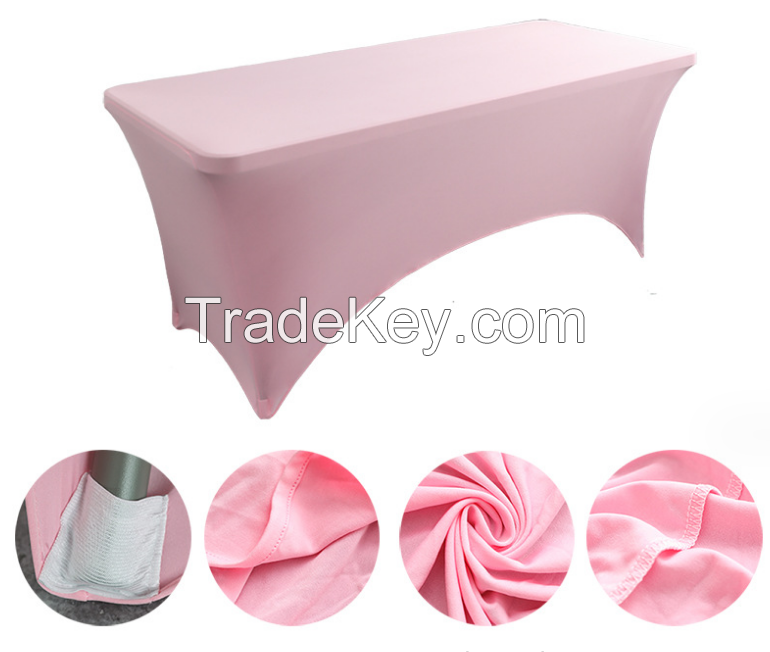 pink 6 ft stretch spandex rectangle table covers in hotel catering supply from China spandex table cover manufacturer