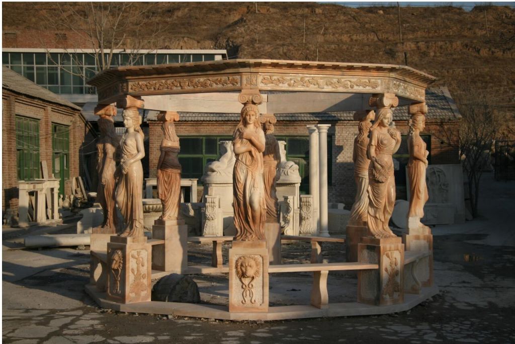 Beautiful hand carved natural stone garden gazebo