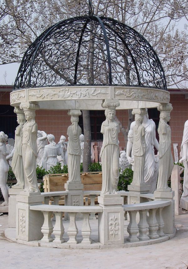 Beautiful hand carved natural stone garden gazebo