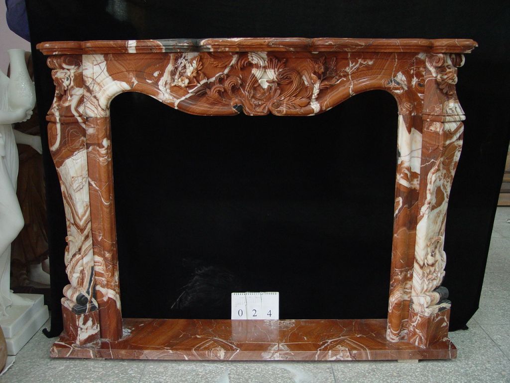 Beautiful hand carved stone mantel