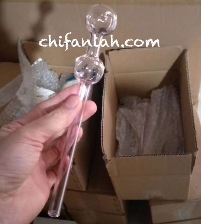 DOUBLE BUBBLE GLASS OIL BURNER PIPE