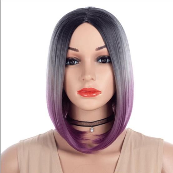 factory customized Ombre three colors short straight medium Bobo wigs