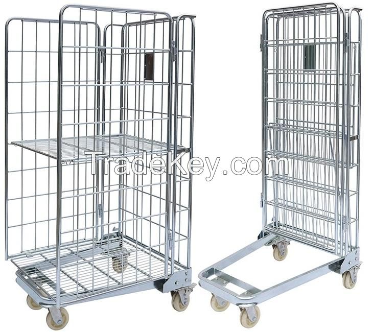 Foldable Collapsible Roll Container Cart Trolley Cage