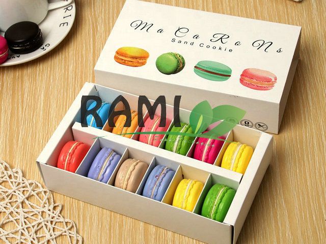 holesale High quality White cardboard gift box 6 pcs 8 pcs macaroon packaging box