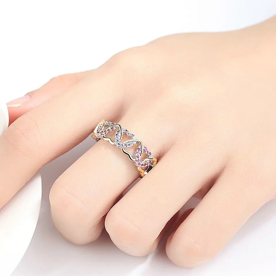 Hollow heart shape rings for lady