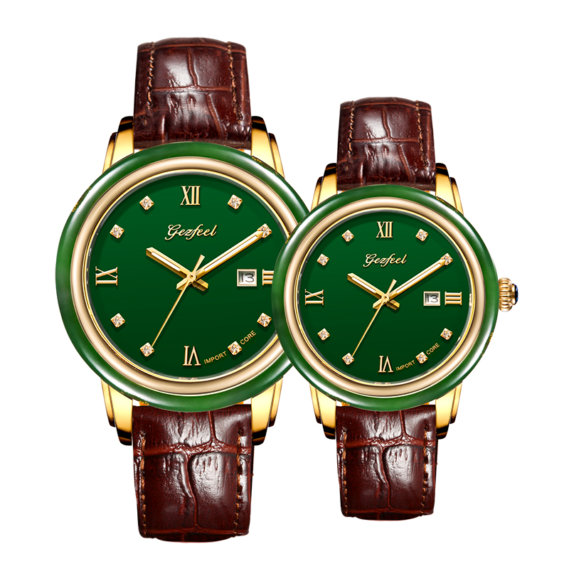 Fashion Jewelry Accessories Custom Logo Quartz Jade Watch with Leather band