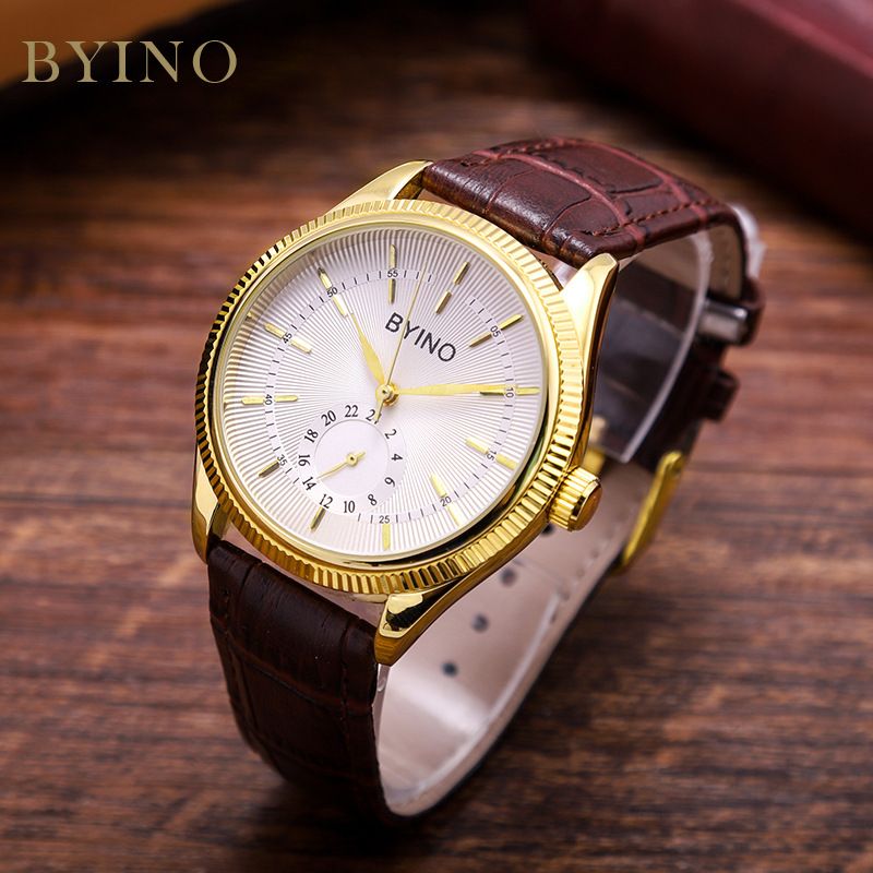 Custom Logo Mens Watches leather cuff watch bands fashion mechanical watch