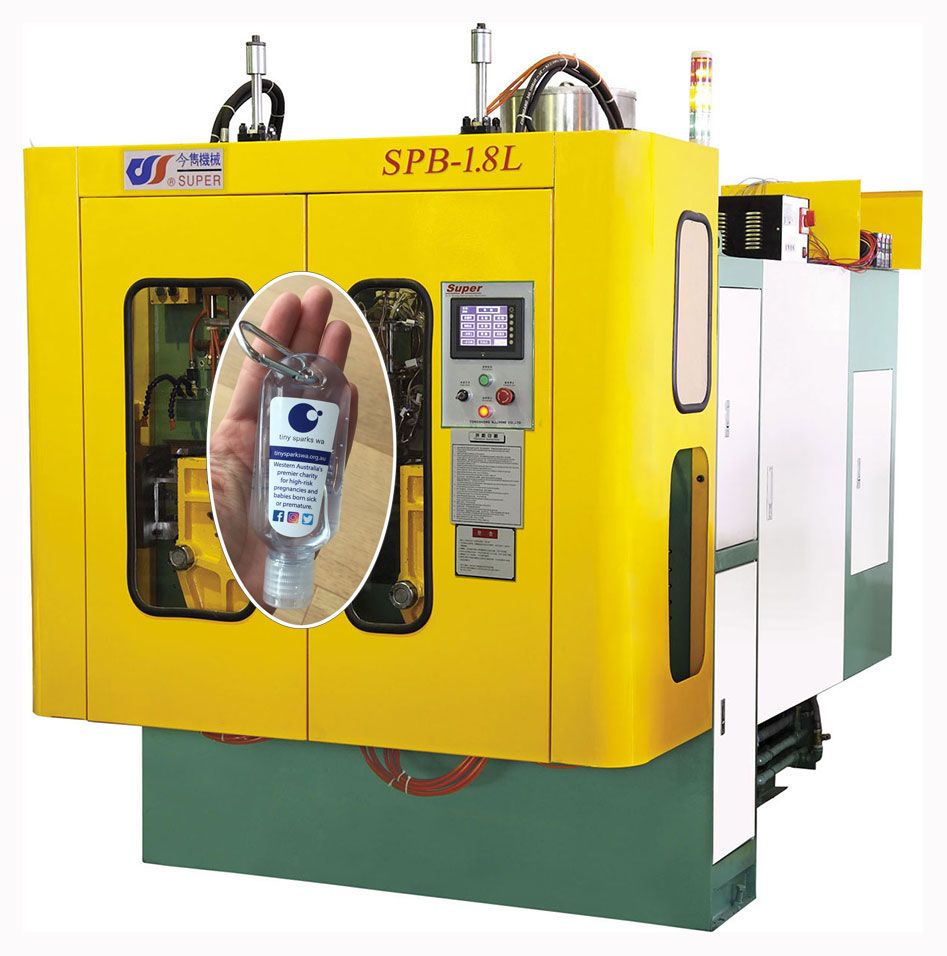 Professional factory extrusion blow molding machine SPB1.8L for hand sanitizer with carabiner or other transparent bottles