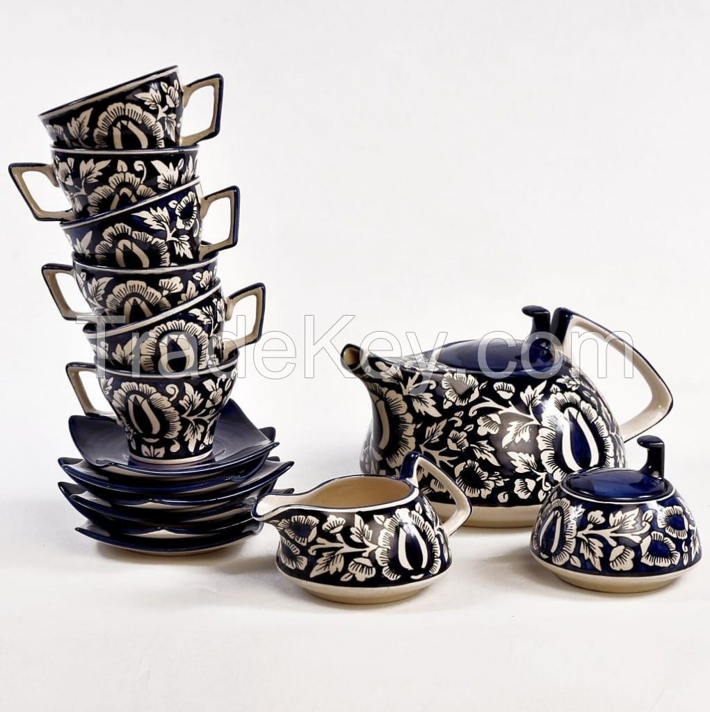 Tea set in Blue Pottery